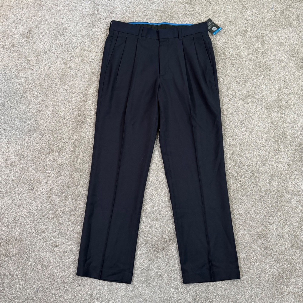 Axist Ultra Series Mens Pleated Dress Pants Navy Blue No Iron‎ 32x30 office NWT
